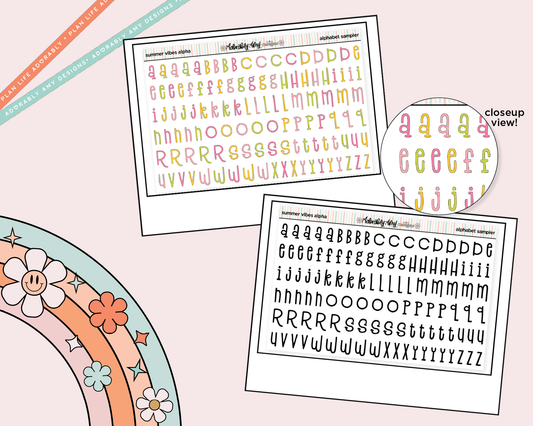 Summer Vibes Alphabet Stickers Deco Typography Sampler Planner Stickers