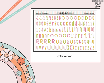 Summer Vibes Alphabet Stickers Deco Typography Sampler Planner Stickers