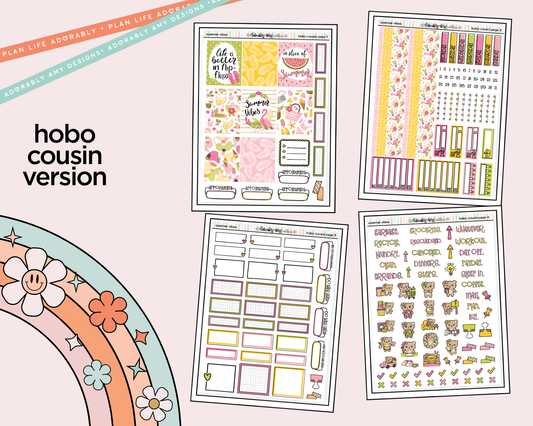 Hobonichi Cousin Weekly Summer Vibes Planner Sticker Kit for Hobo Cousin or Similar Planners - Adorably Amy Designs
