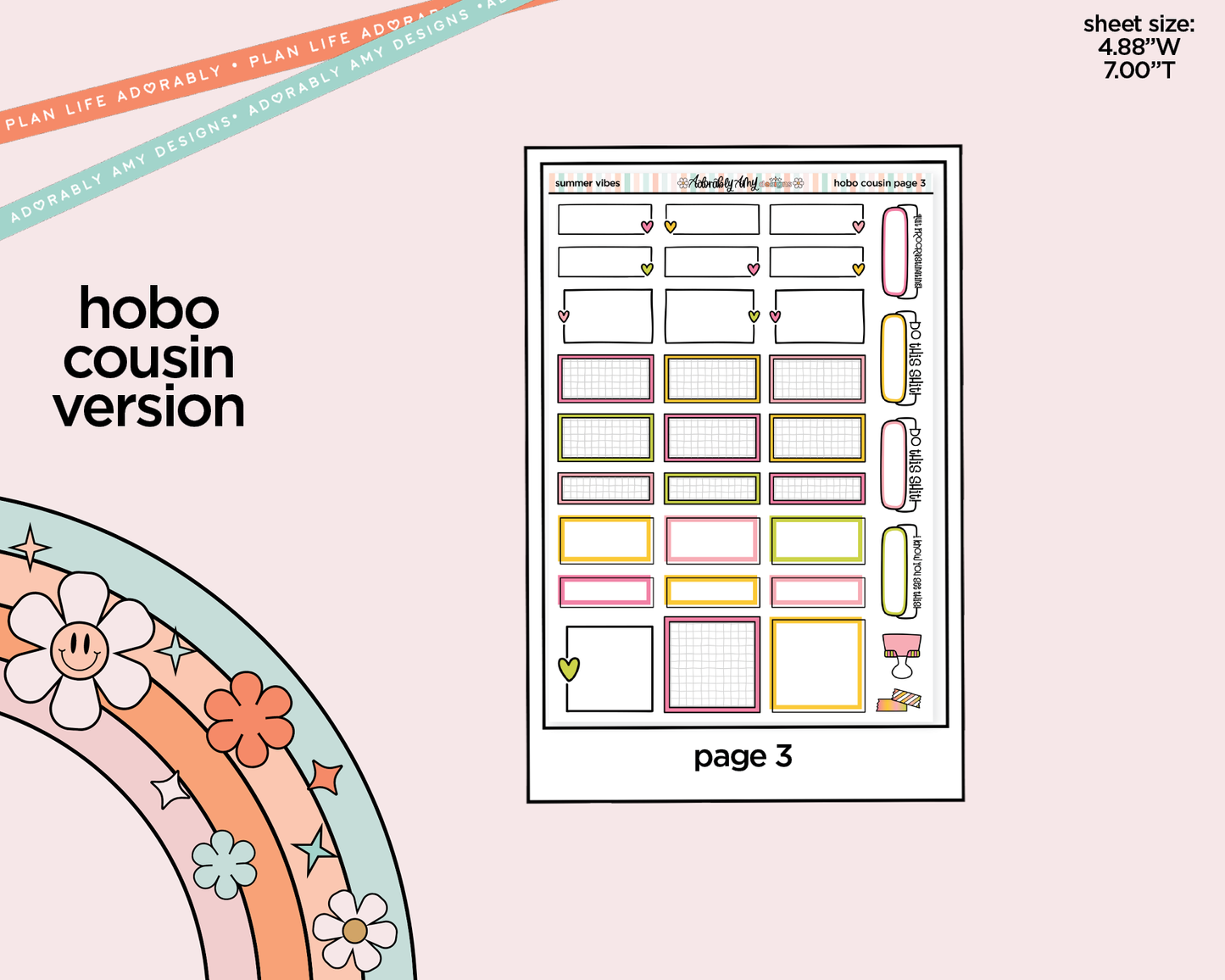 Hobonichi Cousin Weekly Summer Vibes Planner Sticker Kit for Hobo Cousin or Similar Planners