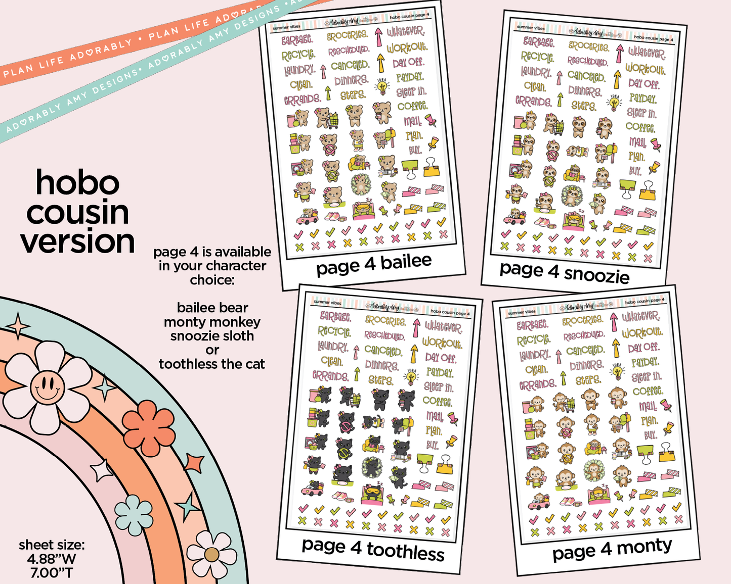 Hobonichi Cousin Weekly Summer Vibes Planner Sticker Kit for Hobo Cousin or Similar Planners