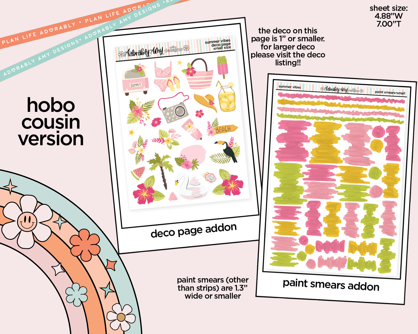Hobonichi Cousin Weekly Summer Vibes Planner Sticker Kit for Hobo Cousin or Similar Planners