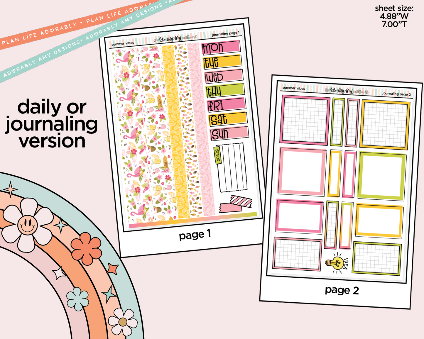 Journaling and Daily Planning Summer Vibes Planner Sticker Kit