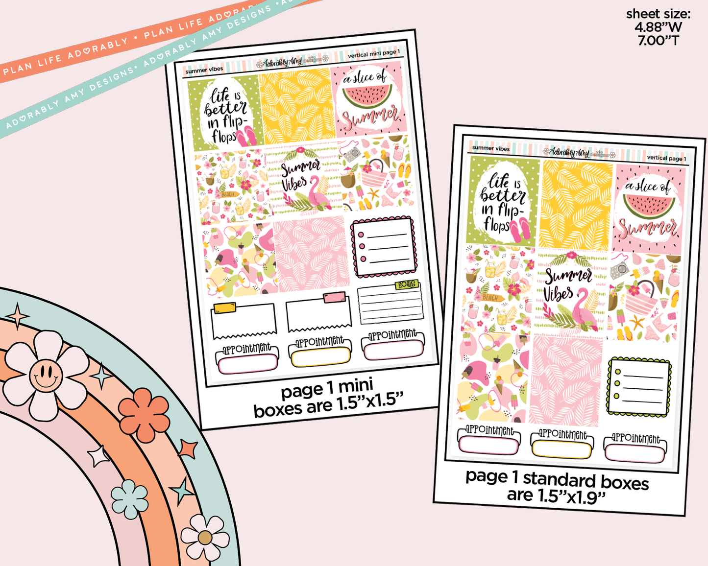 Vertical Summer Vibes Kit for Vertical Standard Size Planners or Insert