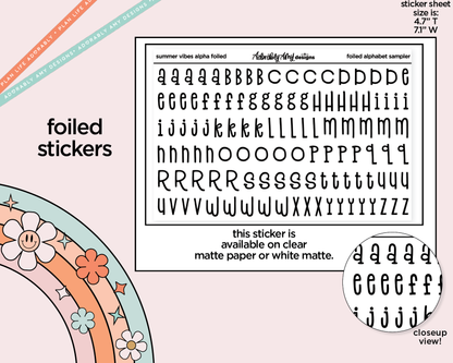 Foiled Summer Vibes Alphabet Stickers Deco Typography Sampler Planner Stickers