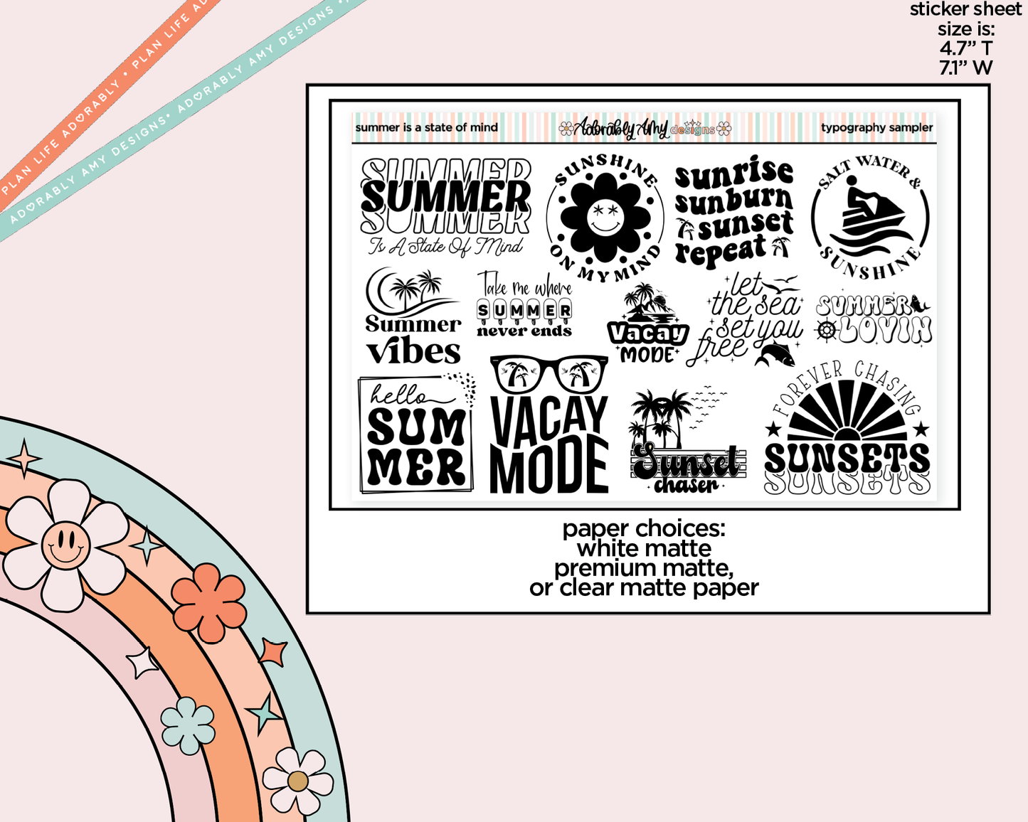 Summer is a State of Mind Deco Typography Sampler Planner Stickers