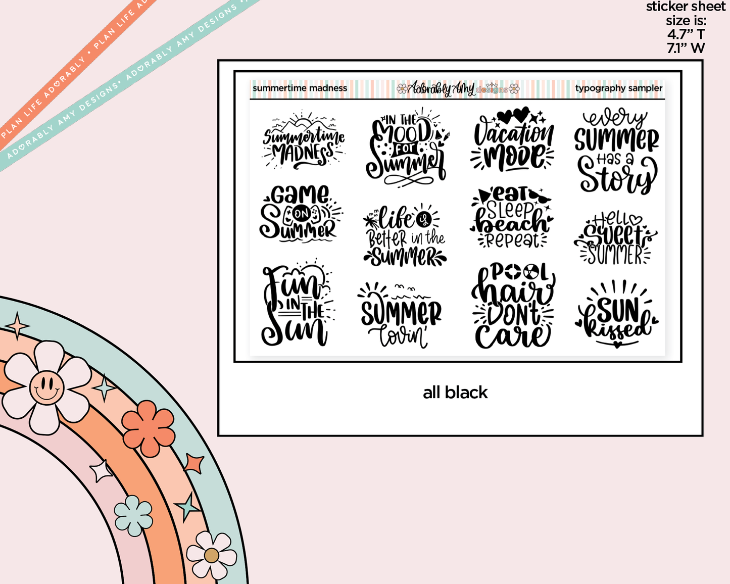 Summertime Madness Deco Typography Sampler Planner Stickers