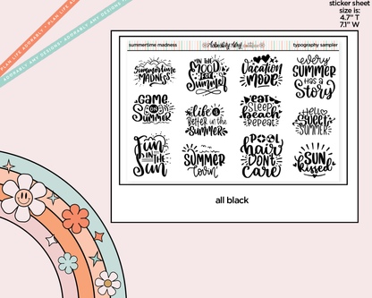 Summertime Madness Deco Typography Sampler Planner Stickers