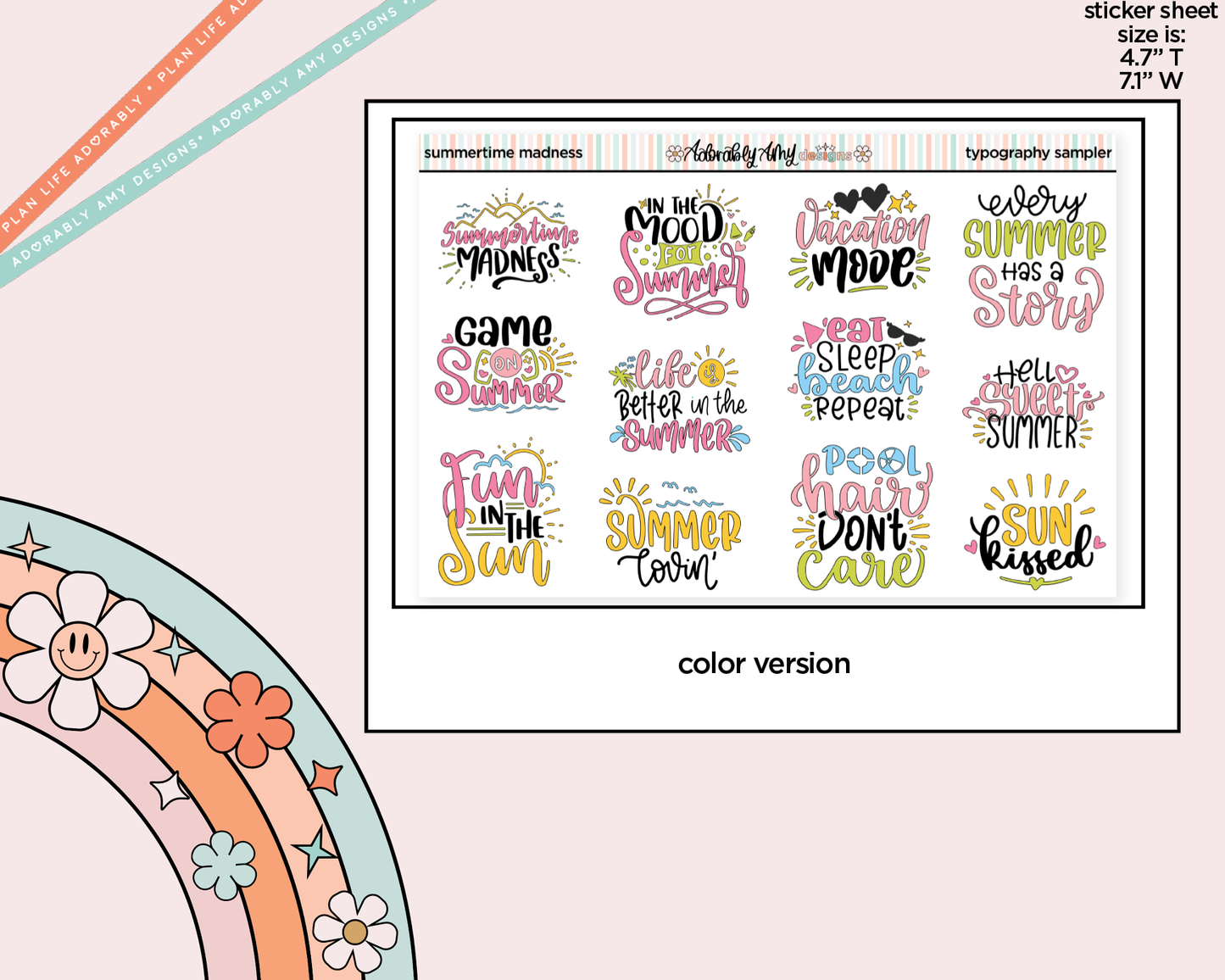 Summertime Madness Deco Typography Sampler Planner Stickers
