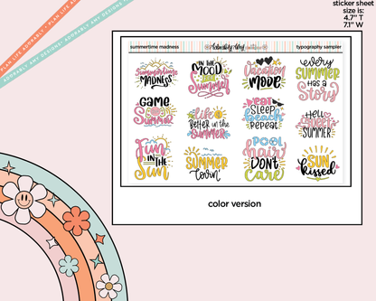 Summertime Madness Deco Typography Sampler Planner Stickers
