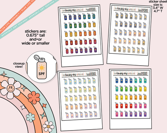 Rainbow Sunscreen - Wear Sunscreen Doodled Icon Stickers - Adorably Amy Designs