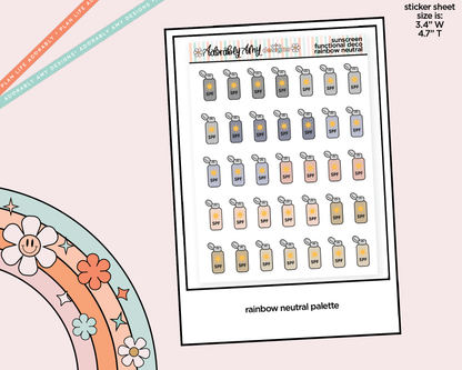 Rainbow Sunscreen - Wear Sunscreen Doodled Icon Stickers - Adorably Amy Designs