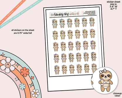 Snoozie Sloth Sunscreen - Put on Sunscreen Decoration Character Planner Stickers - Adorably Amy Designs