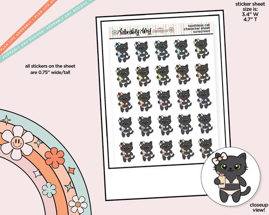 Toothless Cat Sunscreen - Put on Sunscreen Decoration Character Planner Stickers - Adorably Amy Designs