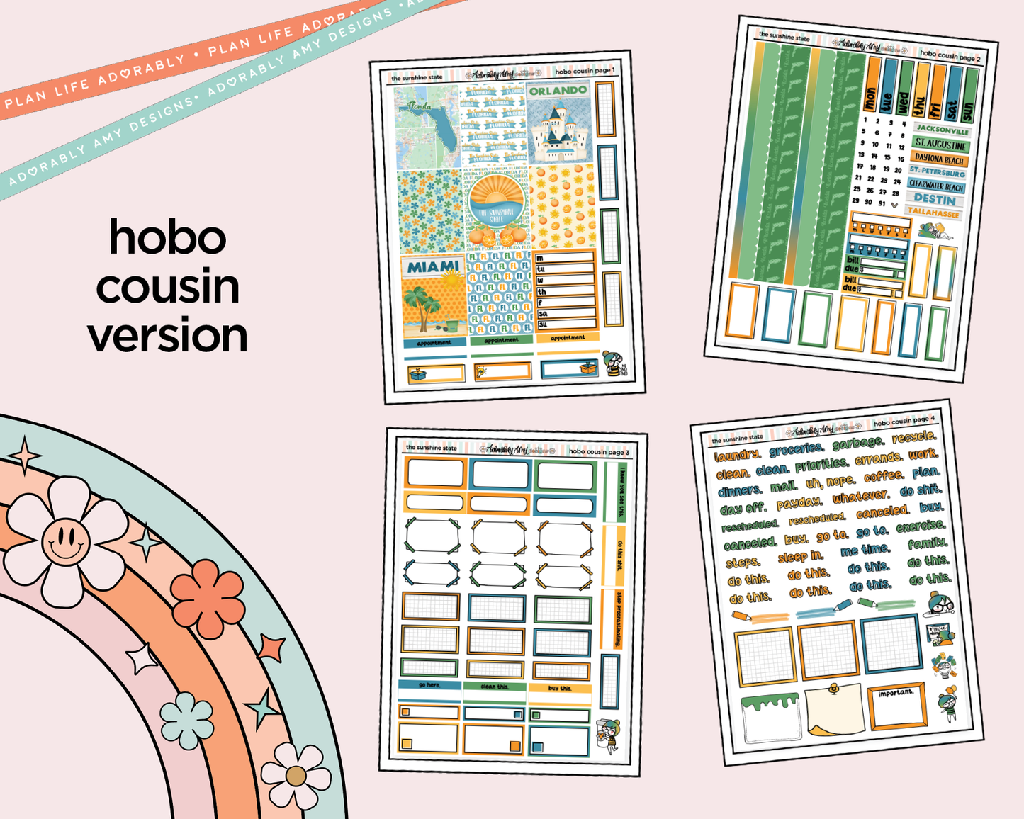 Hobonichi Cousin Weekly Sunshine State Planner Sticker Kit for Hobo Cousin or Similar Planners