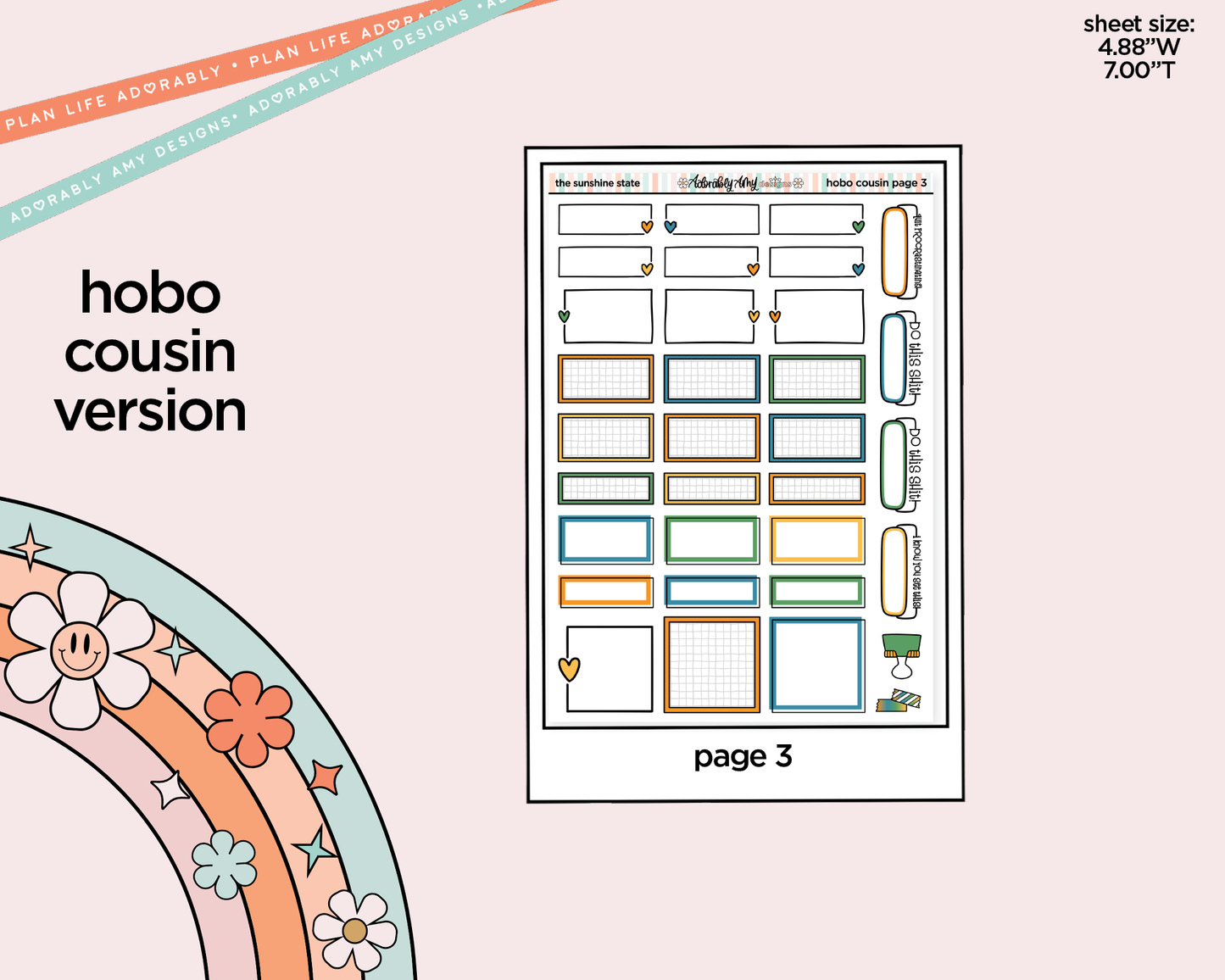 Hobonichi Cousin Weekly Sunshine State Planner Sticker Kit for Hobo Cousin or Similar Planners