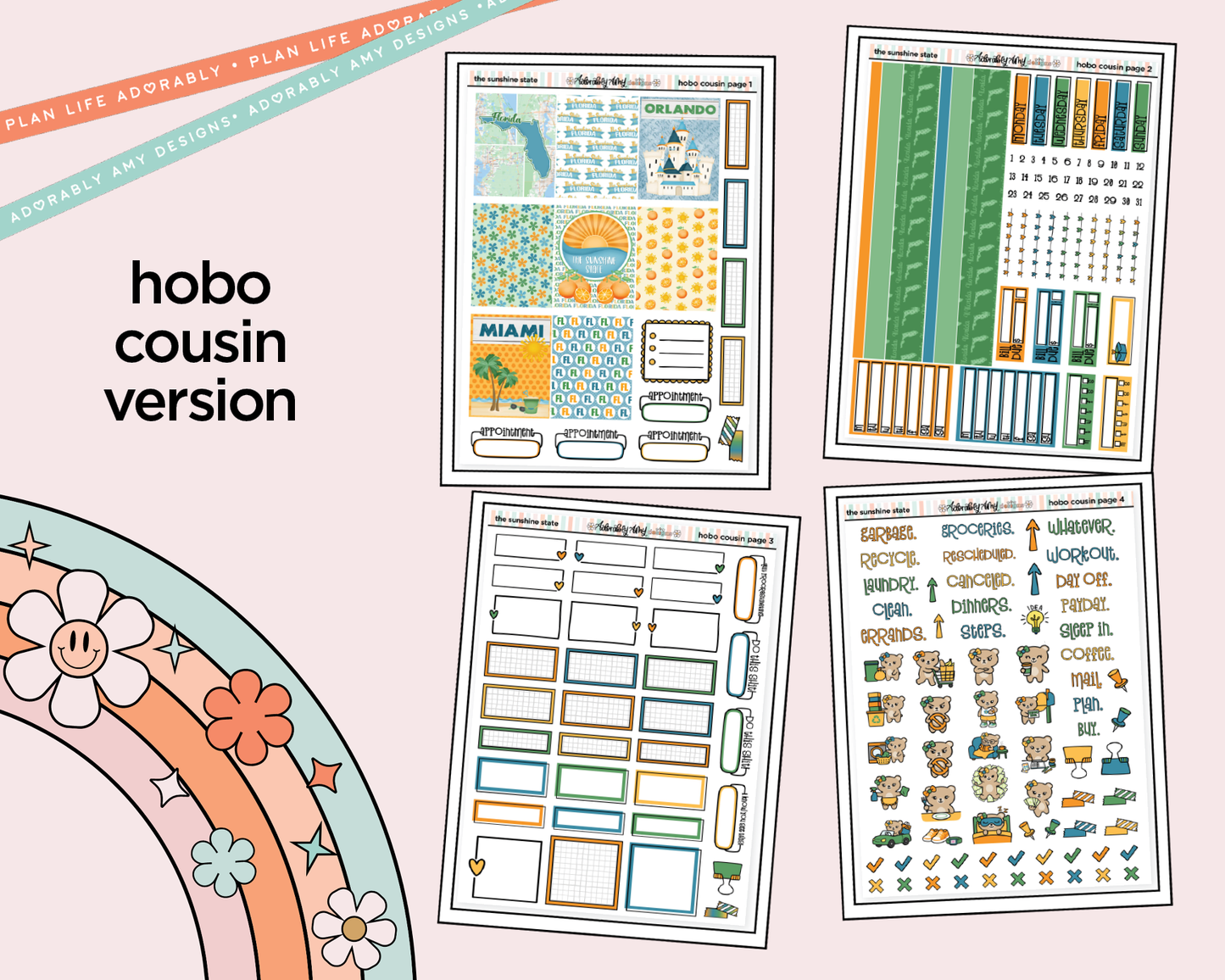 Hobonichi Cousin Weekly Sunshine State Planner Sticker Kit for Hobo Cousin or Similar Planners