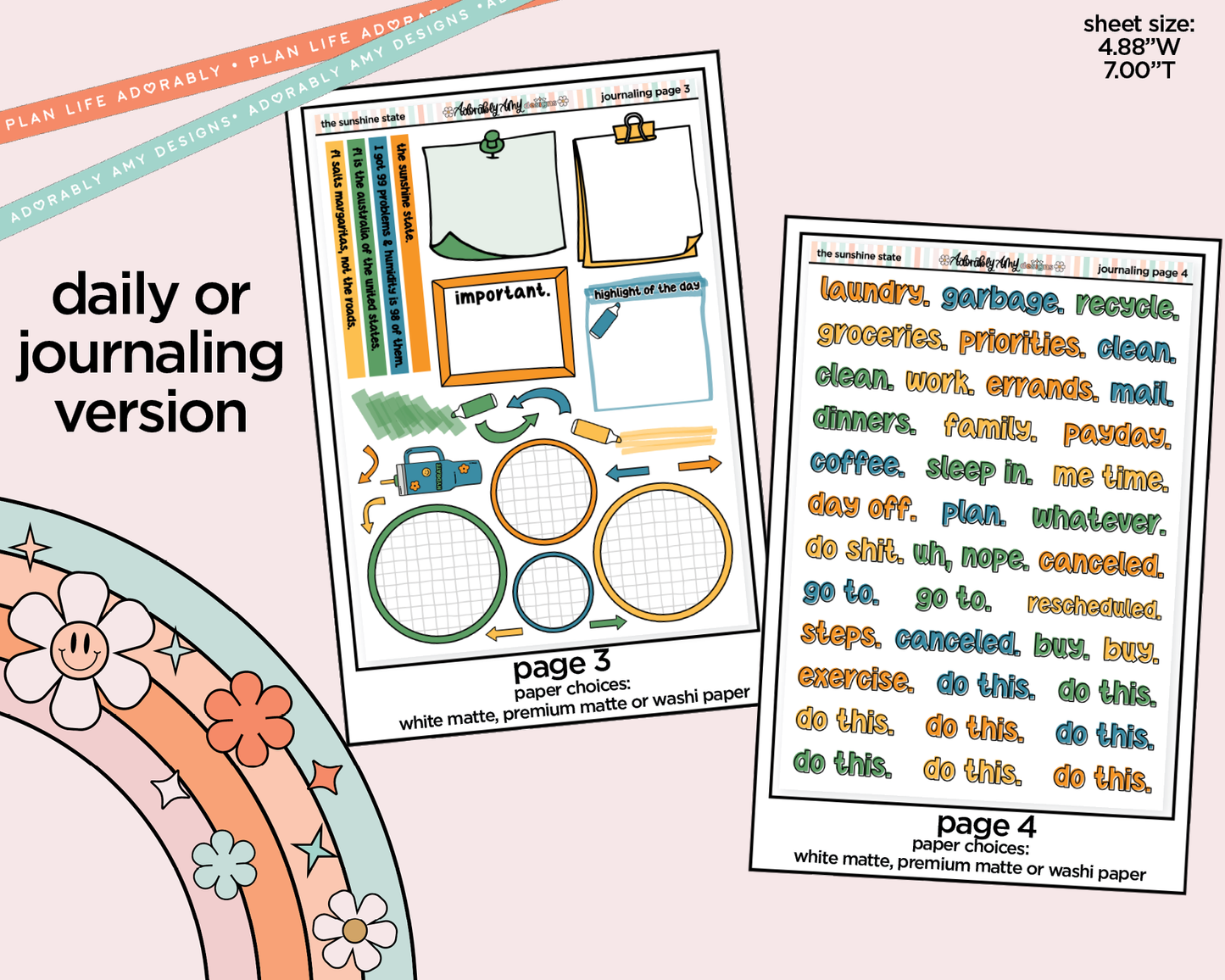 Journaling and Daily Planning Sunshine State Planner Sticker Kit