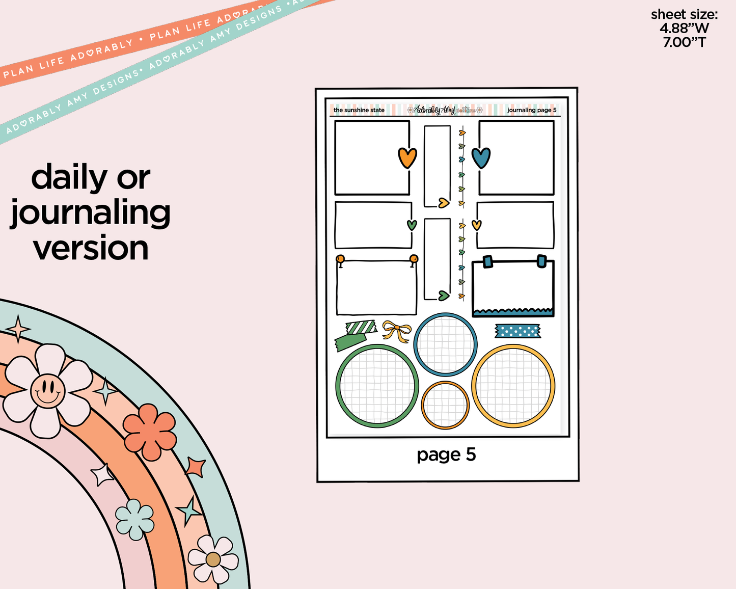 Journaling and Daily Planning States Collection - Florida Sunshine State Planner Sticker Kit