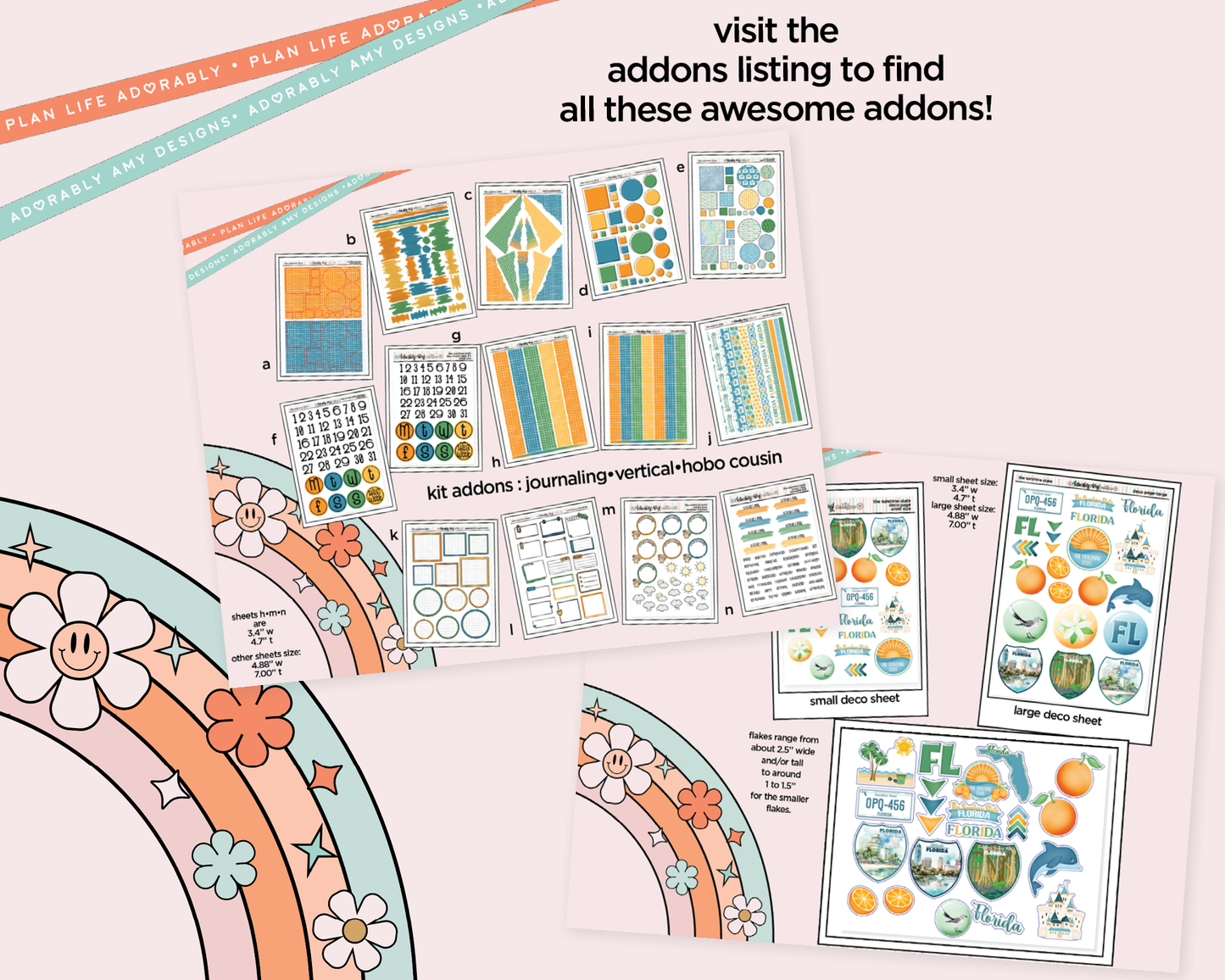 Hobonichi Cousin Weekly Sunshine State Planner Sticker Kit for Hobo Cousin or Similar Planners