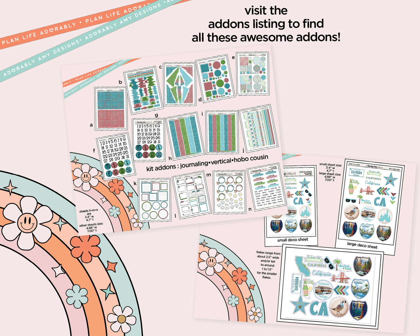 Journaling and Daily Planning States Collection - California Dreams are Made of Sunshine Planner Sticker Kit