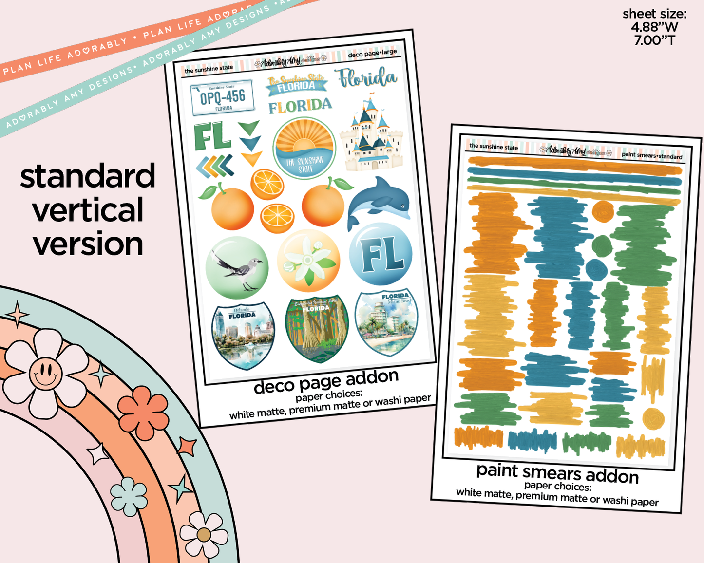 Vertical Sunshine State Weekly Sticker Kit for Vertical Standard Size Planners or Insert