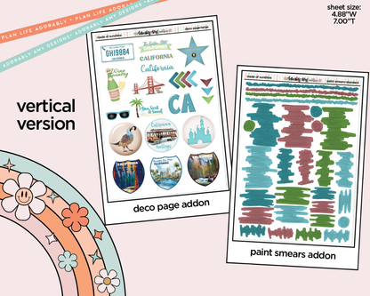 Vertical States Collection - California Dreams are Made of Sunshine Sticker Kit for Vertical Standard Size Planners or Insert