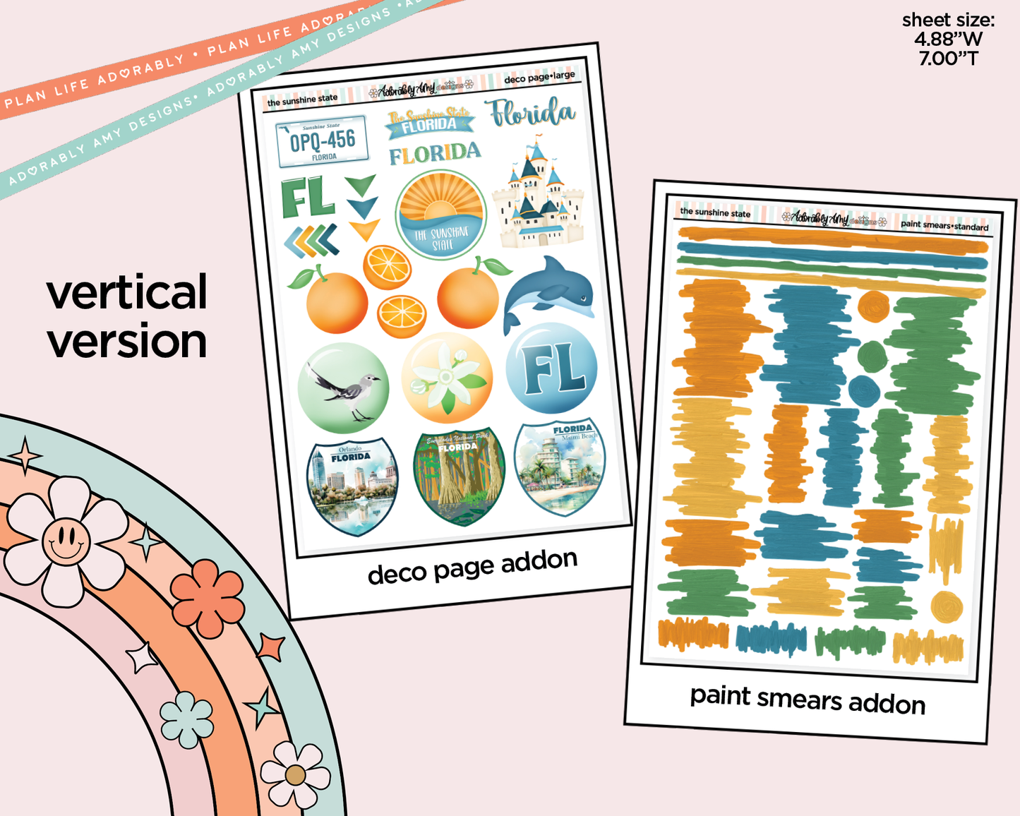 Vertical Sunshine State Weekly Sticker Kit for Vertical Standard Size Planners or Insert