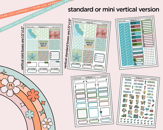 Vertical States Collection - California Dreams are Made of Sunshine Sticker Kit for Vertical Standard Size Planners or Insert