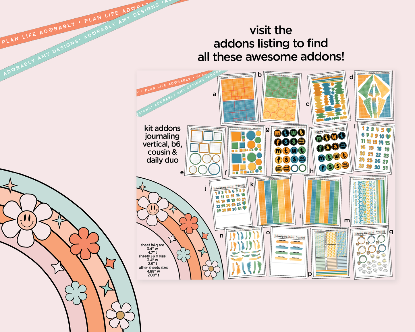 Vertical Sunshine State Weekly Sticker Kit for Vertical Standard Size Planners or Insert