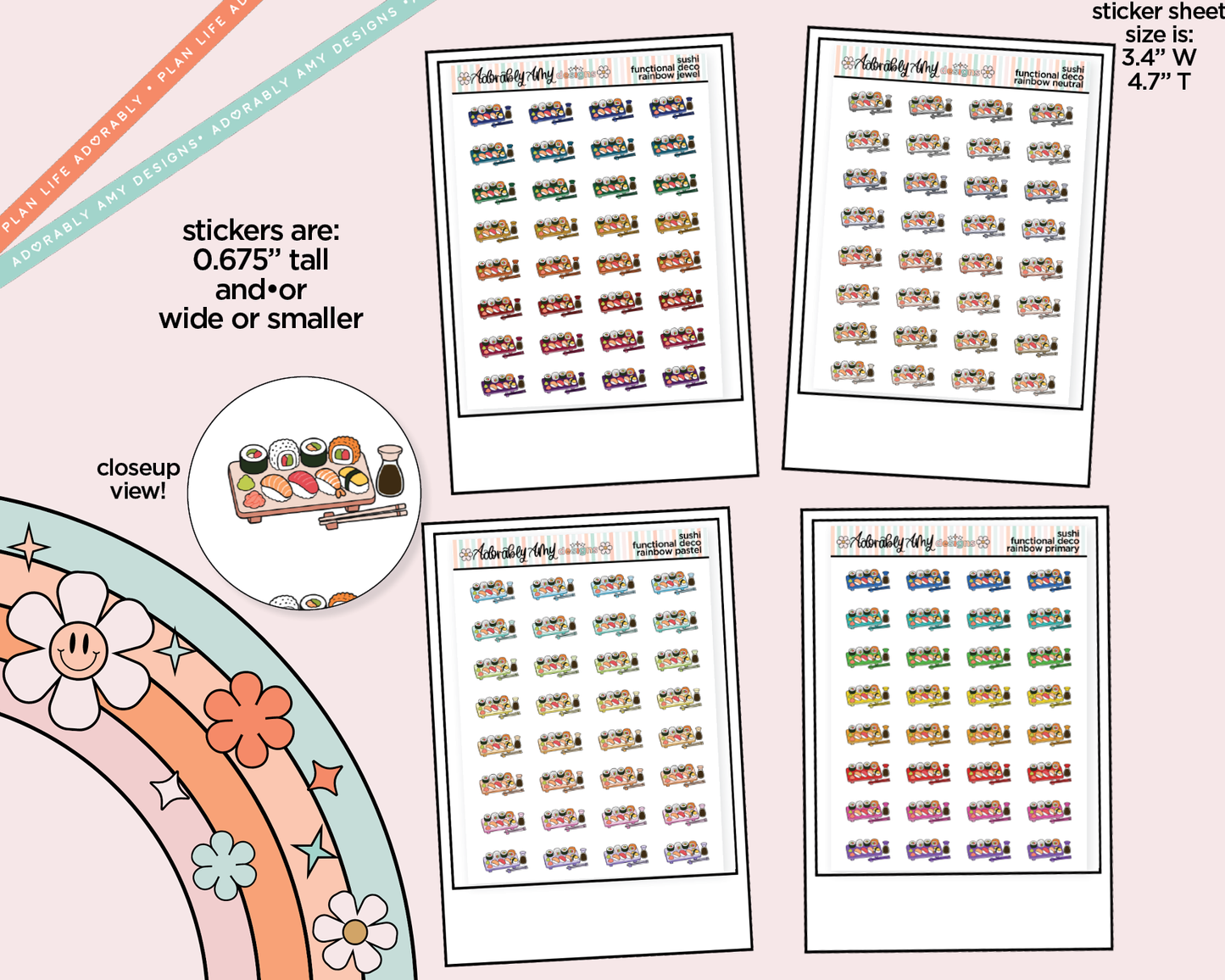Rainbow Sushi Doodled Icon Stickers