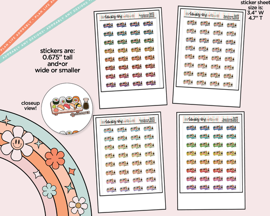 Rainbow Sushi Doodled Icon Stickers