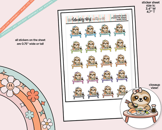 Snoozie Sloth Sushi Time Decoration Character Planner Stickers