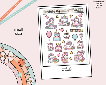 Sweet Birthday Unicorn Deco Samplers in 3 Sizes Decorative Planner Stickers