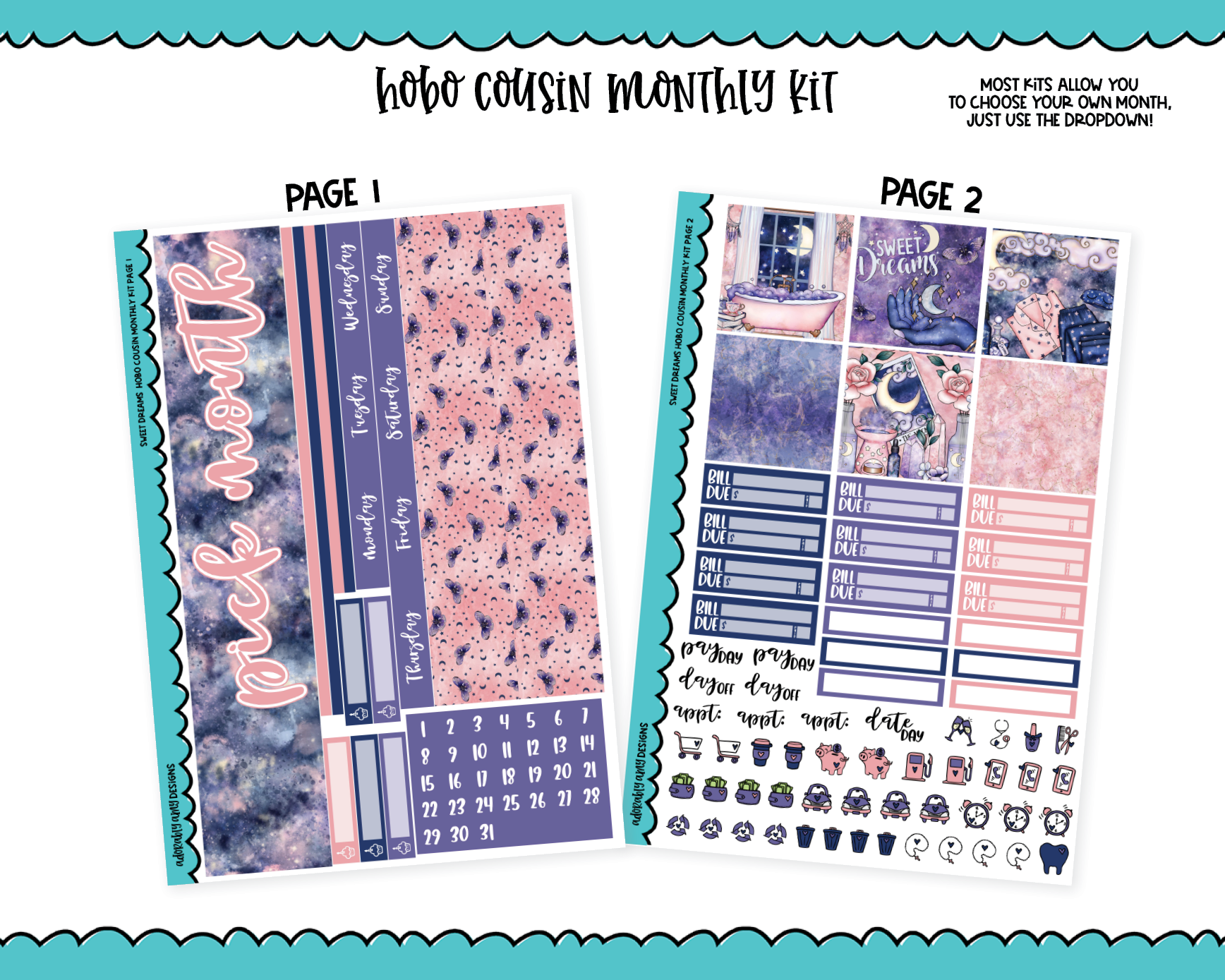 Hobonichi Cousin Monthly Pick Your Month Sweet Dreams Planner Sticker –  Adorably Amy Designs