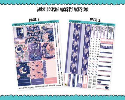 Hobonichi Cousin Weekly Sweet Dreams Celestial Dream Sleep Themed Planner Sticker Kit for Hobo Cousin or Similar Planners