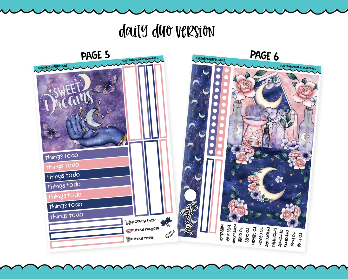 Daily Duo Sweet Dreams Celestial Dream SleepThemed Weekly Planner Sticker Kit for Daily Duo Planner