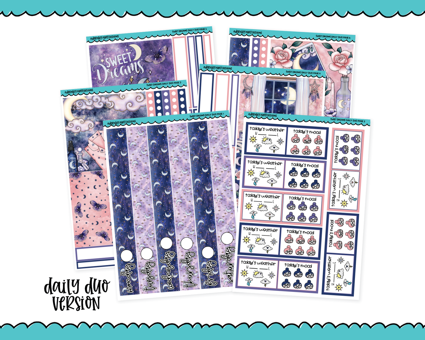Daily Duo Sweet Dreams Celestial Dream SleepThemed Weekly Planner Sticker Kit for Daily Duo Planner