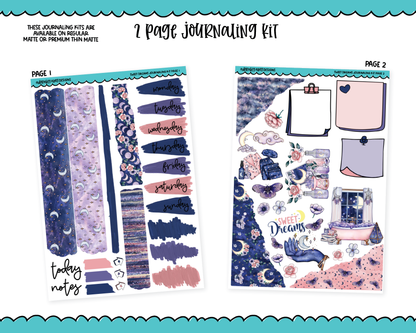 Journaling Kit Sweet Dreams Celestial Dream Sleep Themed Planner Sticker Kit in White OR Black for Blackout Planners