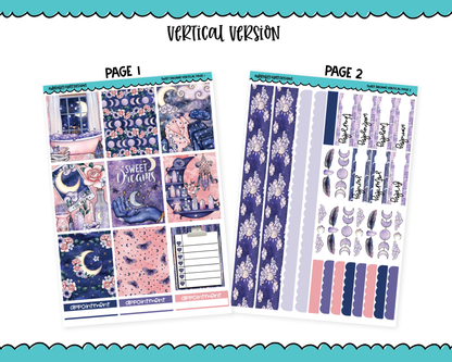 Vertical Sweet Dreams Sleep Dreams Celestial Themed Planner Sticker Kit for Vertical Standard Size Planners or Inserts