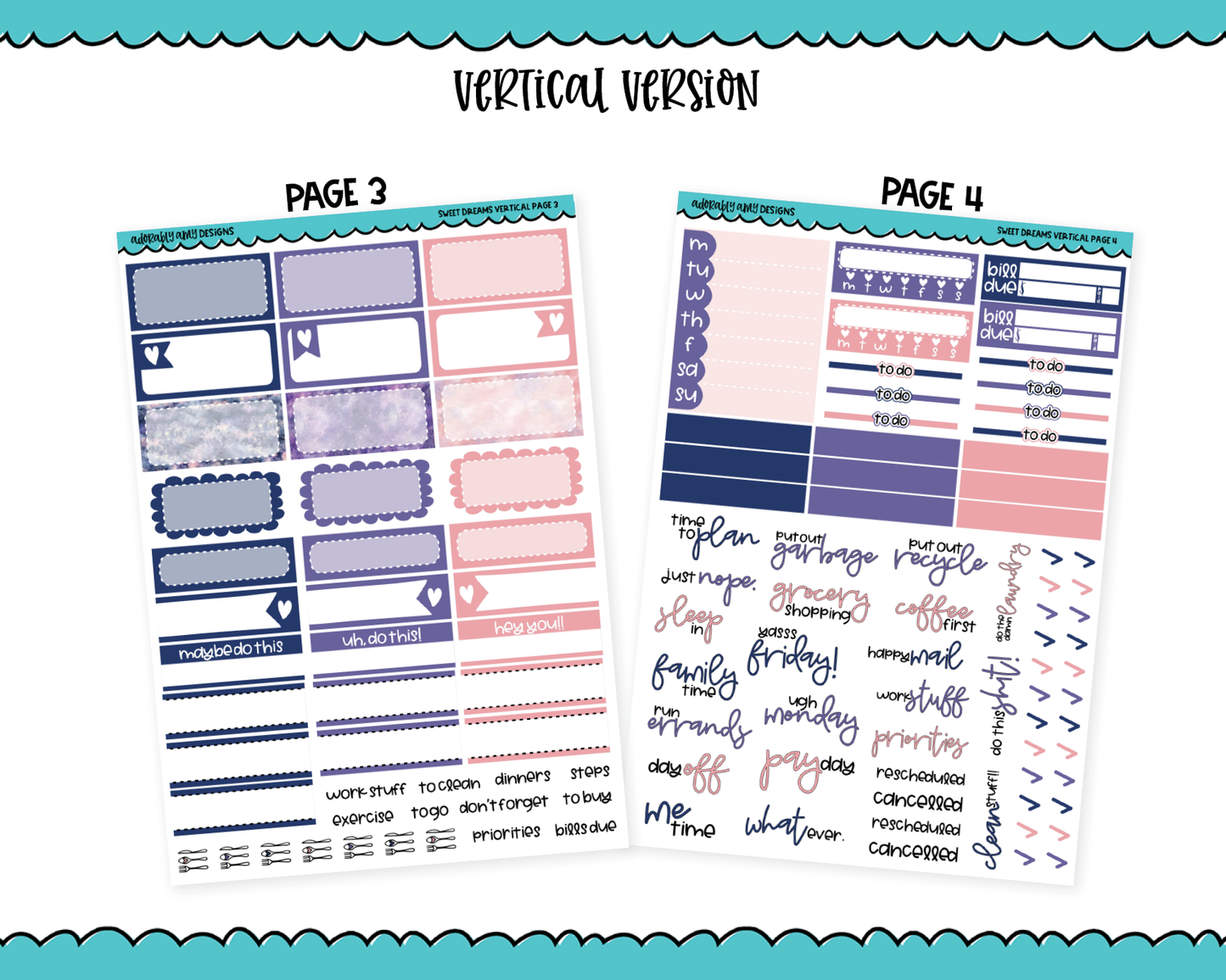 Vertical Sweet Dreams Sleep Dreams Celestial Themed Planner Sticker Kit for Vertical Standard Size Planners or Inserts