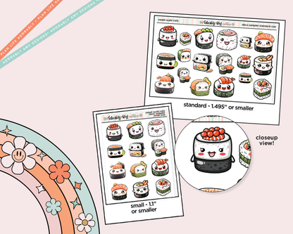 Sweet Sushi Rolls Kawaii Deco Samplers in 3 Sizes Decorative Planner Stickers