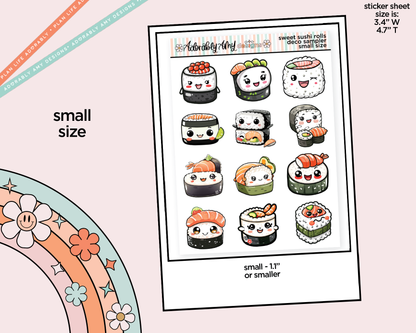 Sweet Sushi Rolls Kawaii Deco Samplers in 3 Sizes Decorative Planner Stickers