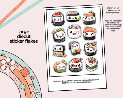 Sweet Sushi Rolls Kawaii Deco Samplers in 3 Sizes Decorative Planner Stickers