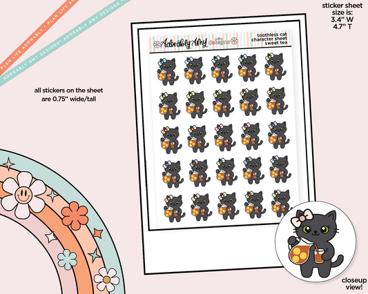 Toothless Cat Sweet Tea Decoration Character Planner Stickers - Adorably Amy Designs