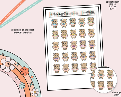 Bailee Bear Swim Decoration Character Planner Stickers