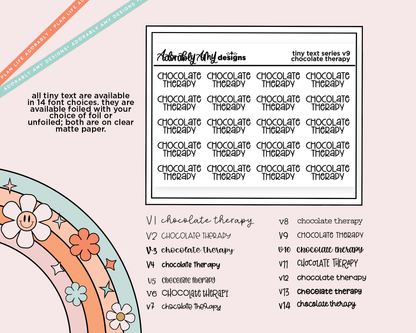 Foiled Tiny Text Series - Chocolate Therapy Checklist Size Planner Sticker Sheet