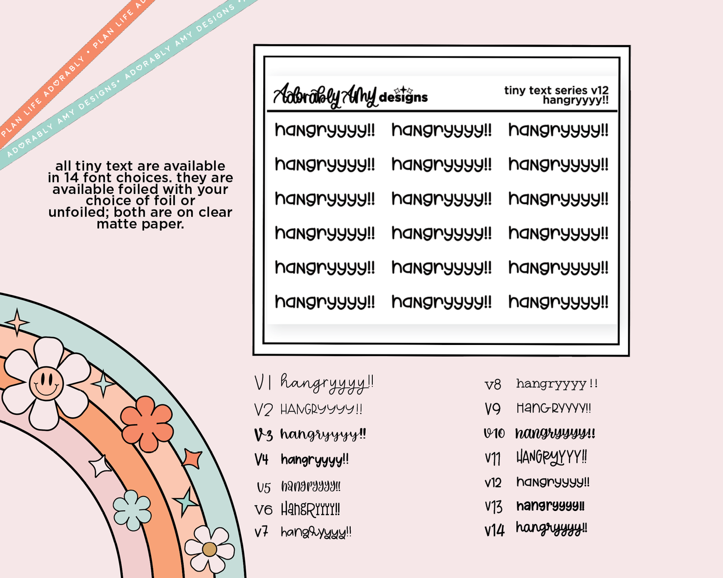 Foiled Tiny Text Series - Hangryyyy!! Checklist Size Planner Sticker Sheet
