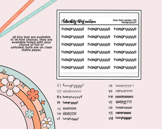 Foiled Tiny Text Series - Hangryyyy!! Checklist Size Planner Sticker Sheet