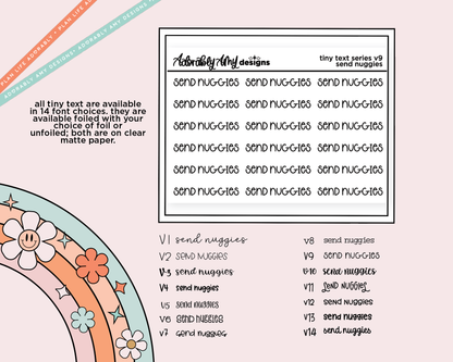 Foiled Tiny Text Series - Send Nuggies Checklist Size Planner Sticker Sheet